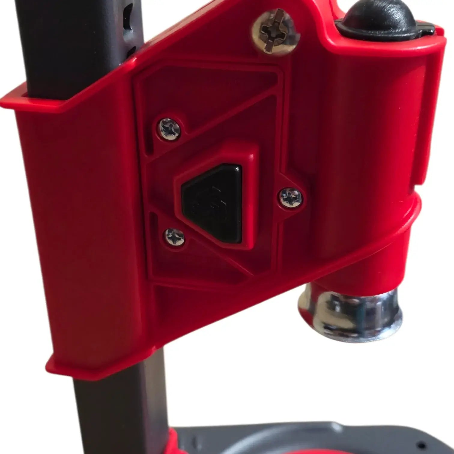 Close-up of Ferrari Agata Bench Crown Capper adjustable mechanism featuring red components and locking button.