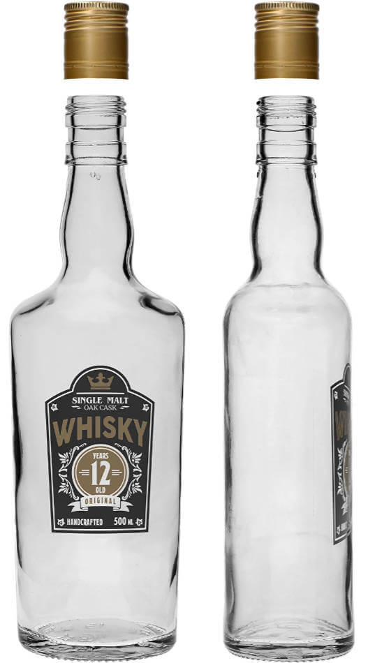 500ml Whiskey Printed Bottles (4 Pack) | Browin | The Home Brew Shop | 631724