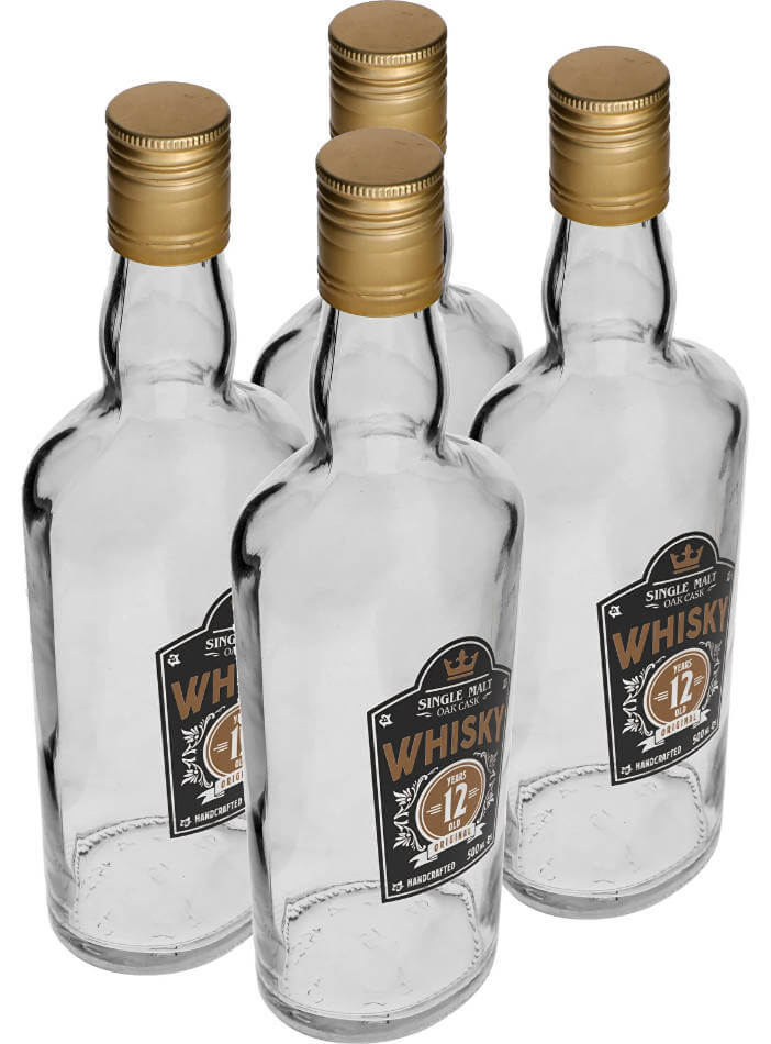 500ml Whiskey Printed Bottles (4 Pack) | Browin | The Home Brew Shop | 631724