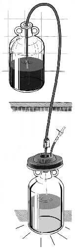 Harris Vinbrite Wine Filter Kit setup diagram showing wine filtration process with bottles and hose.