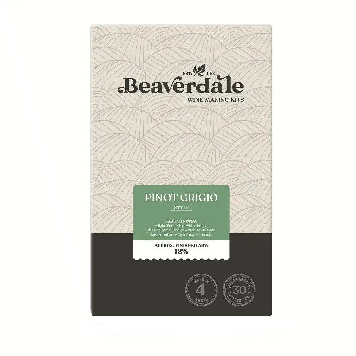 Pinot Grigio Wine Kit Beaverdale 30 Bottles Front View