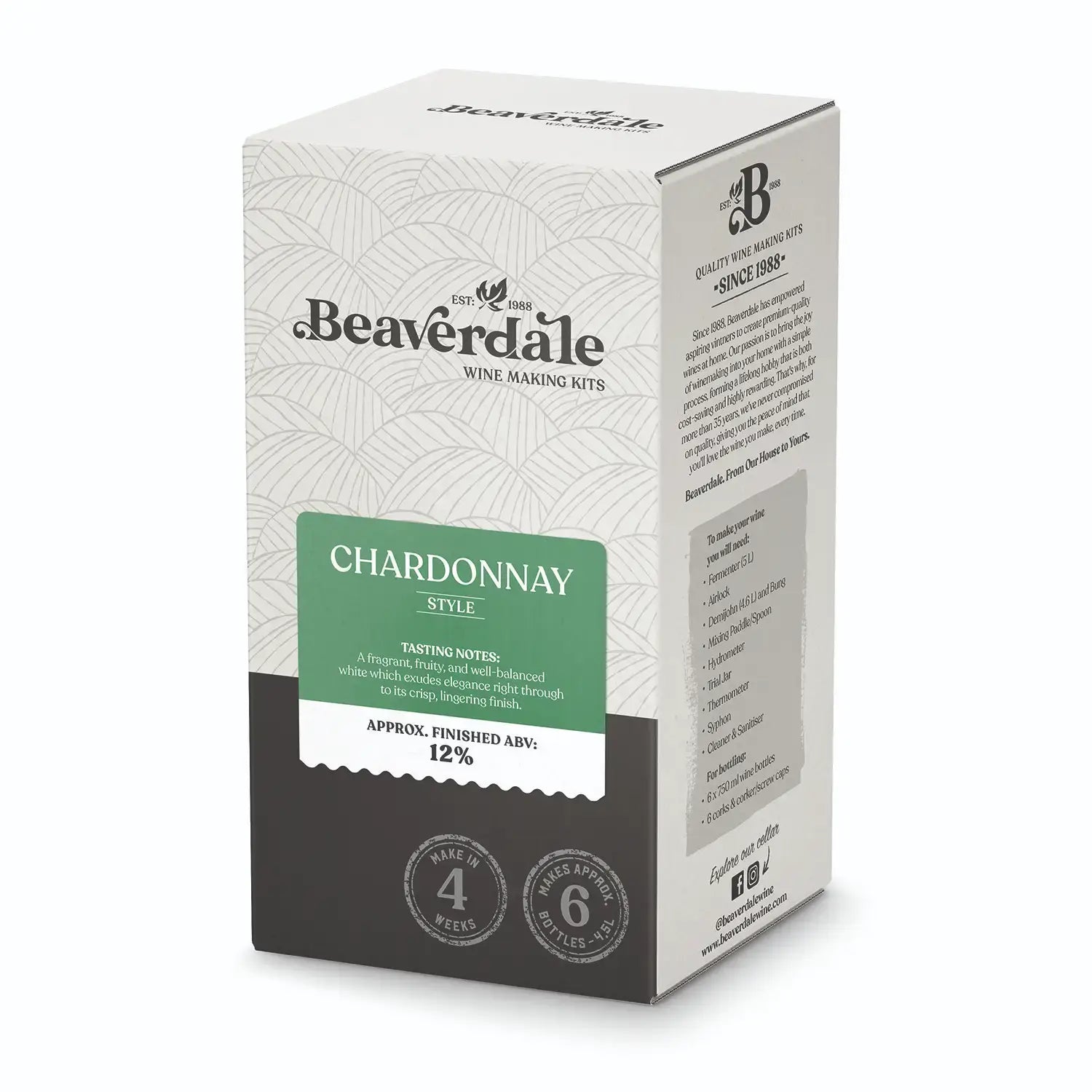 Beaverdale Chardonnay Style Wine Kit 6 Bottle