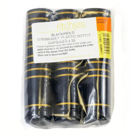 Shrink capsules - 30 Black with two gold bands | The Home Brew Shop | 44710 - 8284c