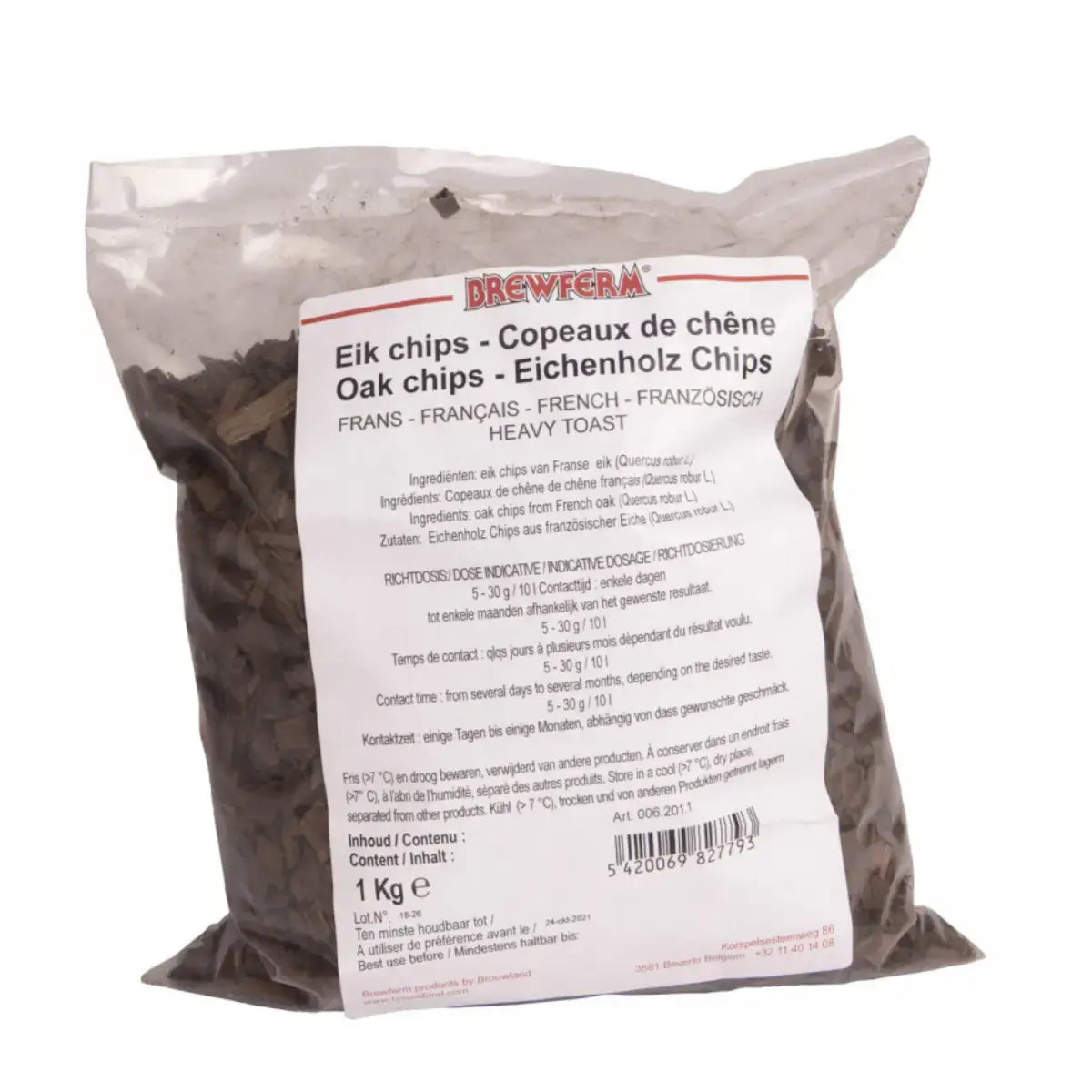 Brewferm French Oak Chips Heavy Roast 1kg - The Home Brew Shop