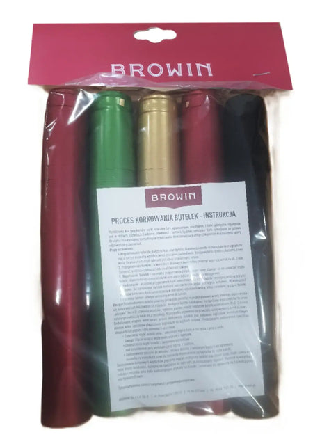 Multi Coloured Shrink Caps 100 Pack - Browin - pack of colorful thermoshrinkable bottle caps.