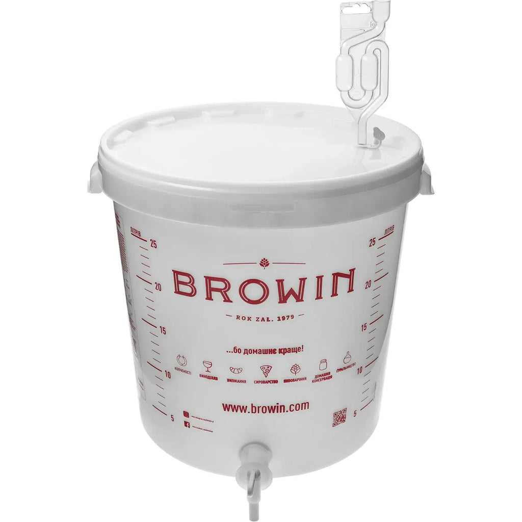 Browin Fermentation Bucket 30 Litre with printing, tap and plastic airlock