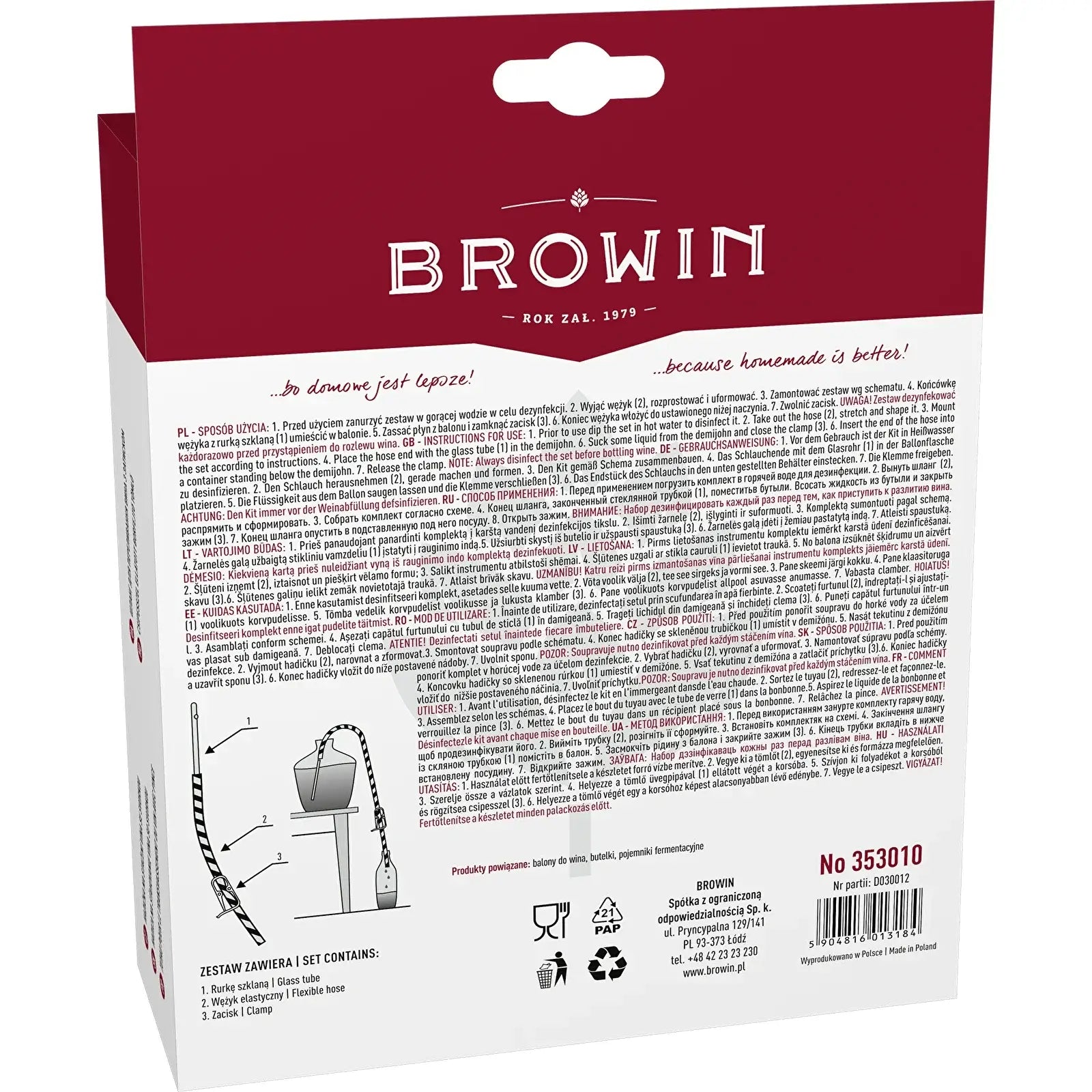 Browin Wine Siphon Hose / Tubing with Clamp box