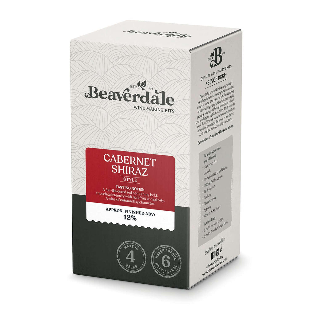 Cabernet Shiraz Style Wine Kit 6 Bottle Beaverdale 