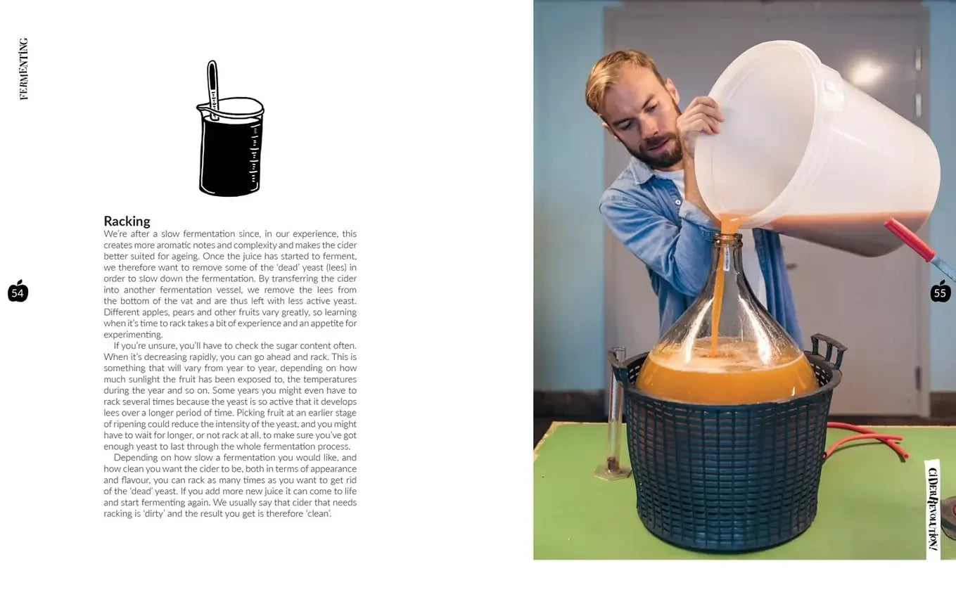 Person pouring cider during the racking process from Cider Revolution - Hardback Book.