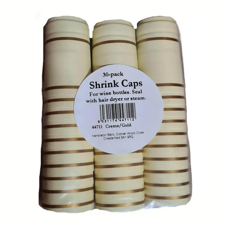 Shrink capsules - 30 Cream with Gold Bands | The Home Brew Shop | 44711
