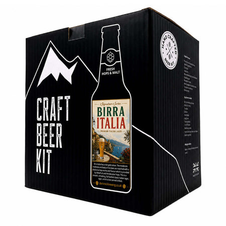 Dark Rock Signature Birra Italia Lager beer kit packaging with hops and malt design.