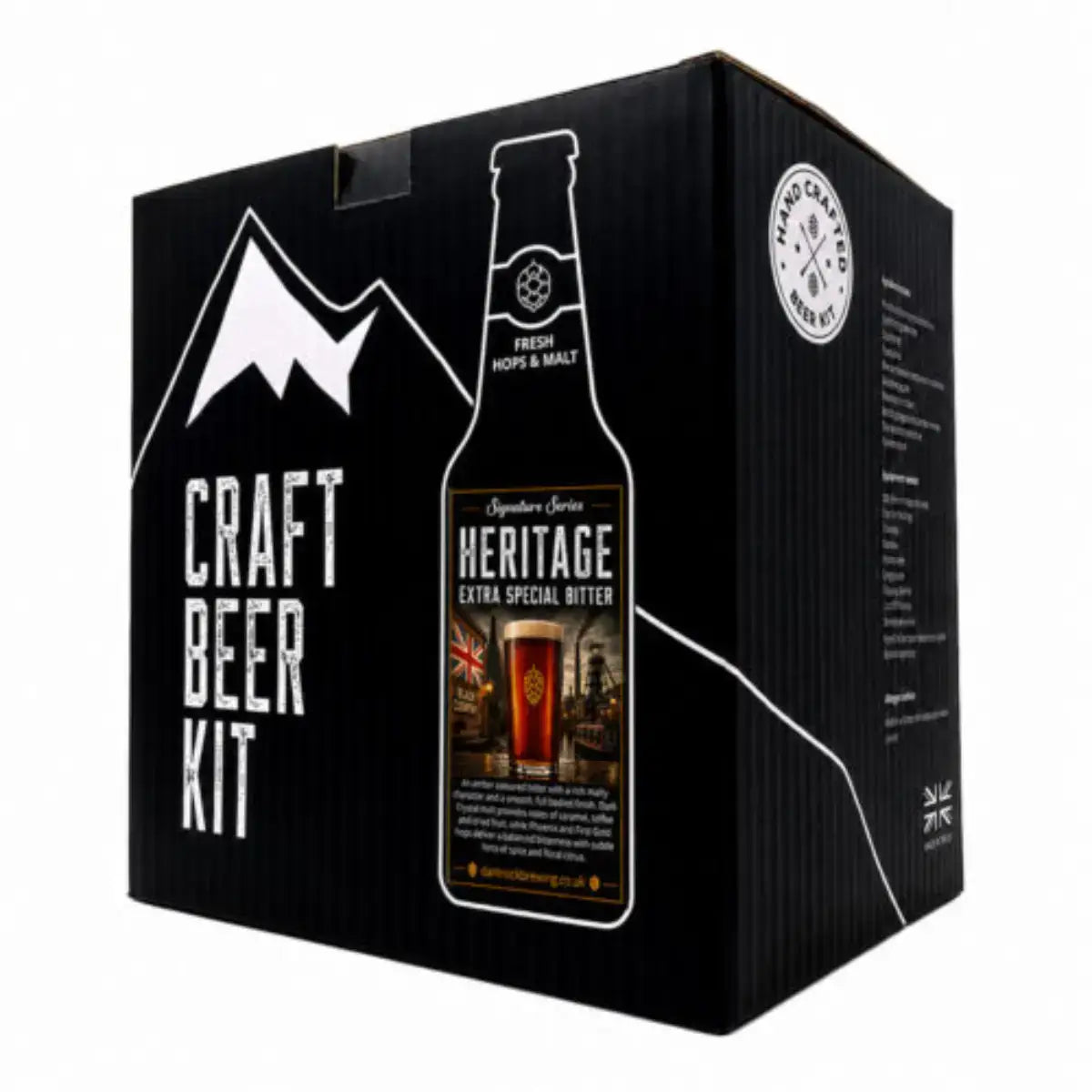 Dark Rock Signature Heritage Bitter Beer Kit packaging, features craft beer kit logo and heritage extra special bitter label.