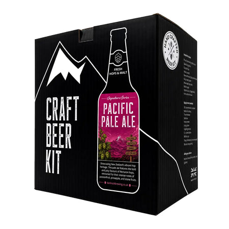 Dark Rock Signature Pacific Pale Ale beer kit packaging featuring vibrant hop visuals and modern design.
