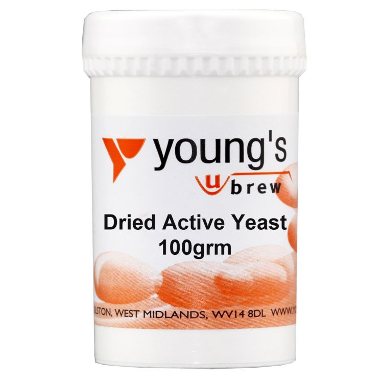 All purpose 100g Wine Yeast  (Dried Active Yeast) in a container for wine fermentation.