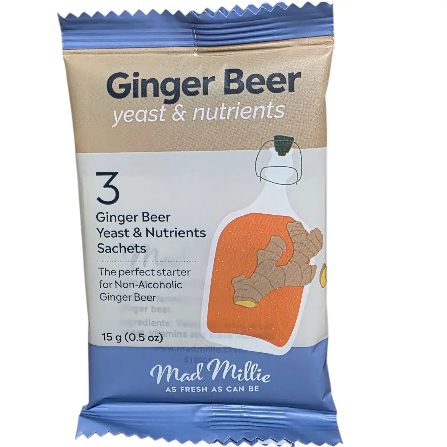 Ginger Beer Yeast 3 Pack by Mad Millie front of pack