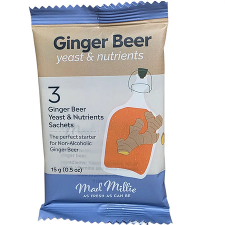 Ginger Beer Yeast 3 Pack by Mad Millie front of pack