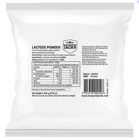 Lactose Powder 500g | Non Fermentable Sugar | The Home Brew Shop | 101474 - 55004