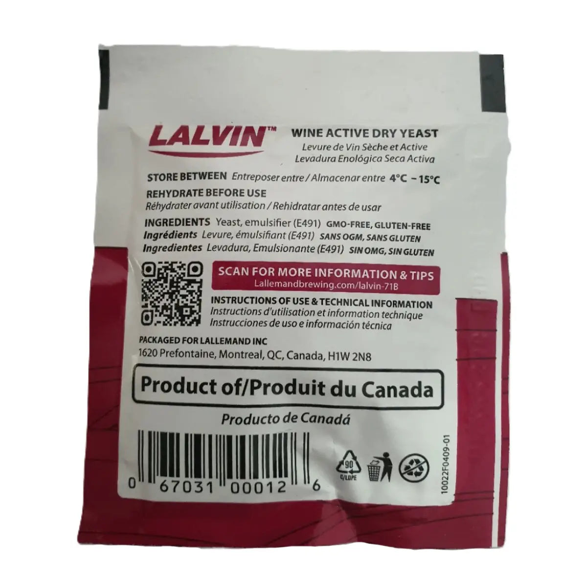 71B Wine Yeast - Lalvin Back | The Home Brew Shop | 30041