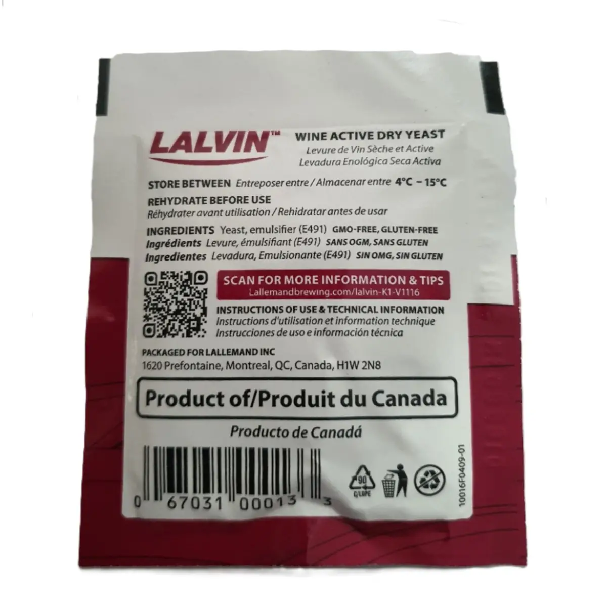 K1-V1116 Wine Yeast Back - Lalvin | The Home Brew Shop | 4252-30044