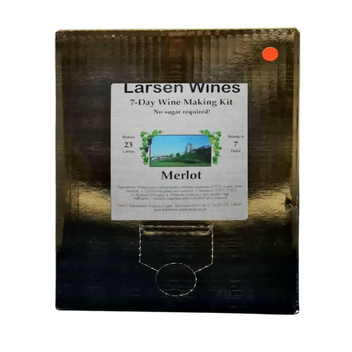 Larsen Merlot Style Wine kit | 30 Bottles - 7-Day Wine Making Kit for 23 liters of medium dry Merlot.