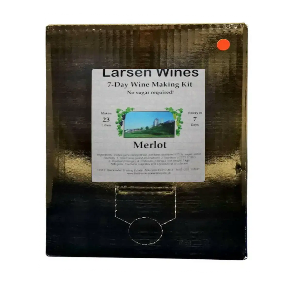 Larsen Merlot Style Wine kit | 30 Bottles - 7-Day Wine Making Kit for 23 liters of medium dry Merlot.