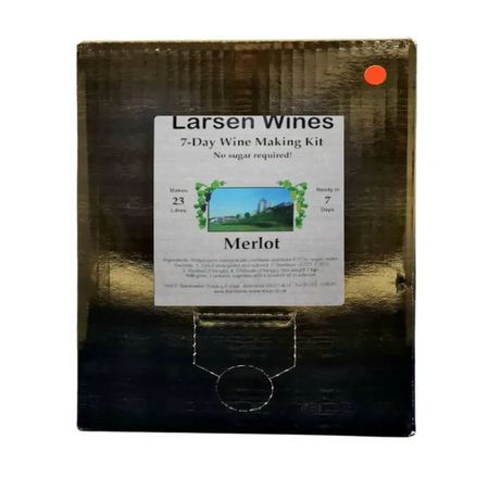 Larsen Merlot Style Wine kit | 30 Bottles - 7-Day Wine Making Kit for 23 liters of medium dry Merlot.
