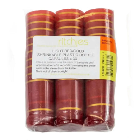 Shrink capsules - 30 Red with two gold bands | The Home Brew Shop | 8284D