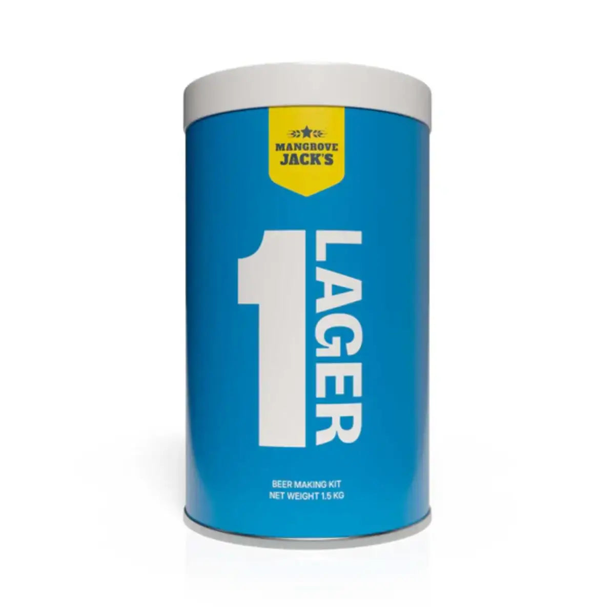 No.1 Lager Beer Kit by Mangrove Jack's in a blue tin, a perfect brew for homemade lager.