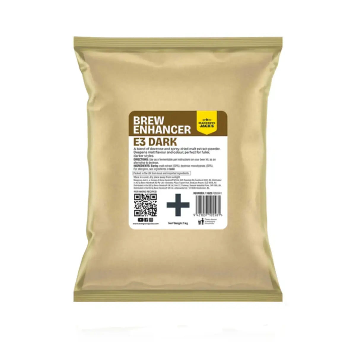 E3 Dark Brew Enhancer 1kg package from Mangrove Jack's Recipe Range for home brewing.