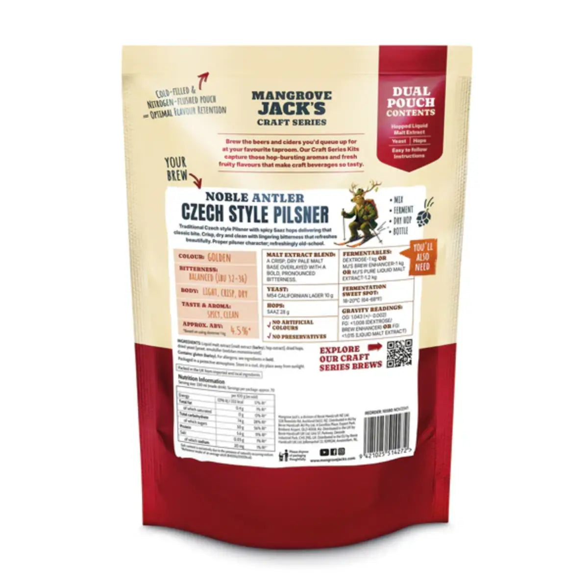 Noble Antler Czch Style Pilsner Beer Kit with Dry Hops Back - Mangrove Jacks | The Home Brew Shop | 10580