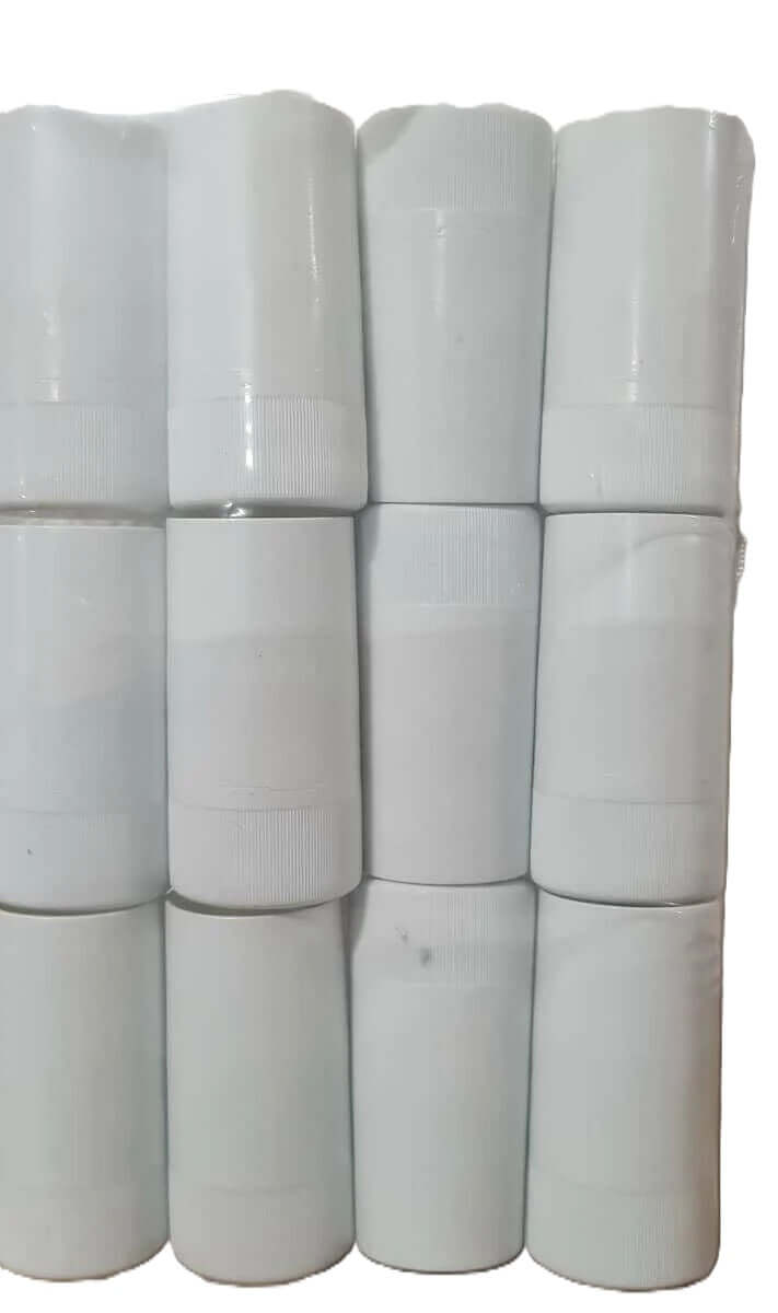 NovaTwist Screw Caps White - 12 Pack arranged in a stack for easy use in bottling homemade wine.