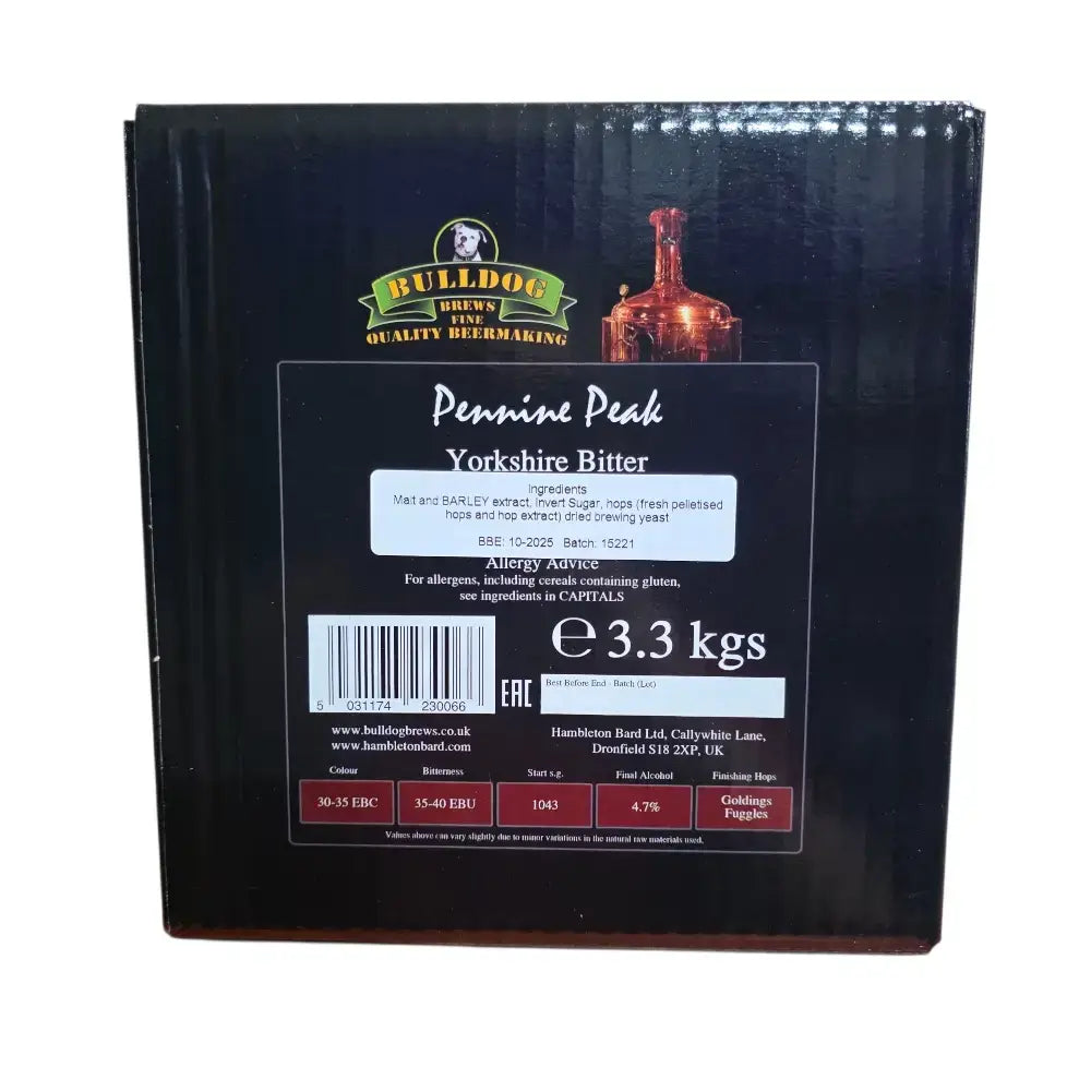 Pennine Peak Yorkshire Bitter - Bulldog Beer Kit back of box