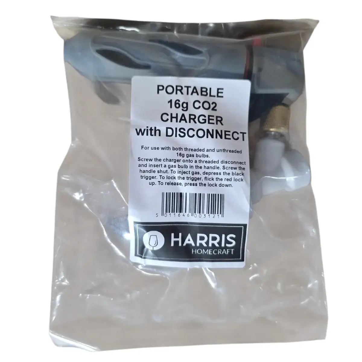 Portable 16g CO2 charger with disconnect by Harris Homecraft 