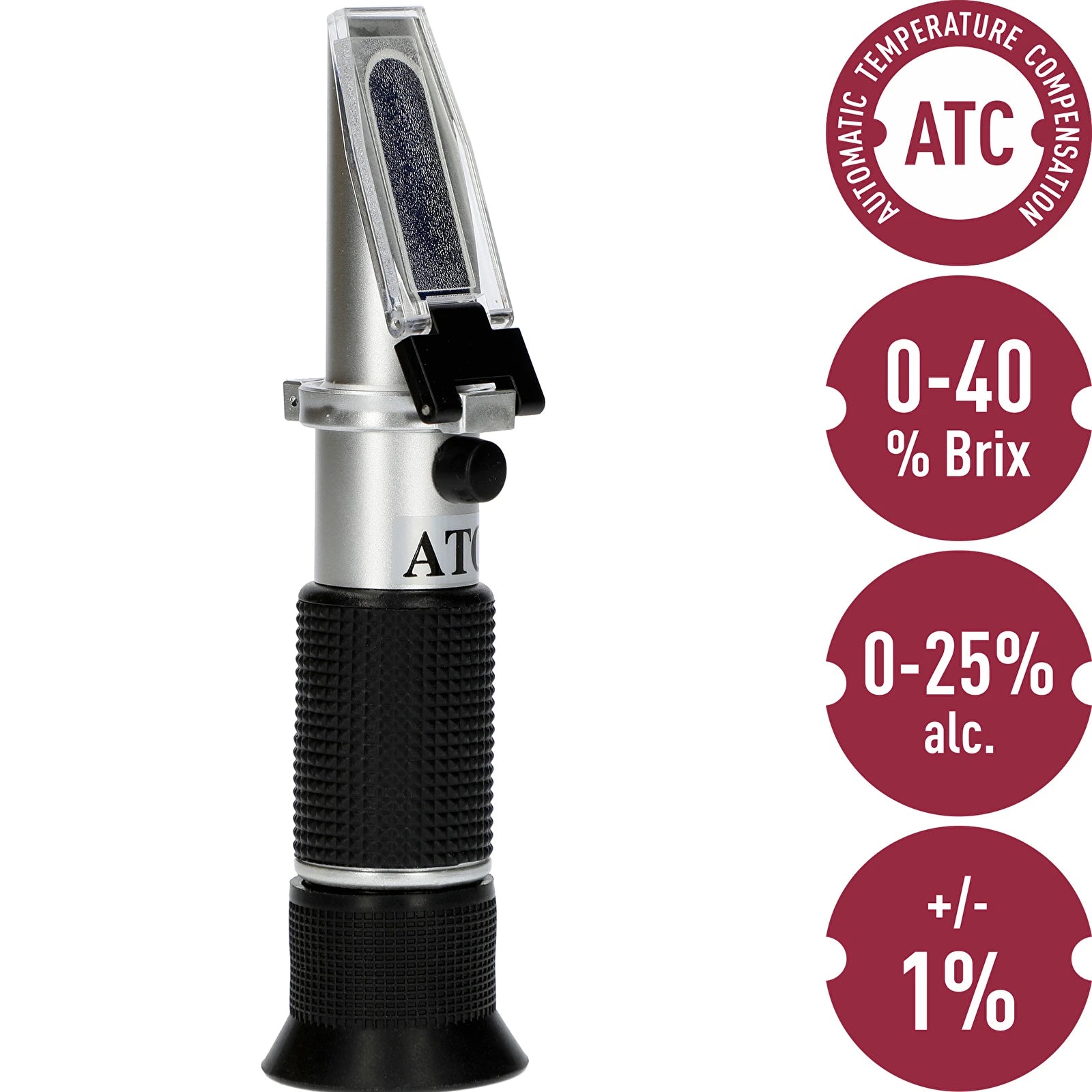 ATC refractometer with temperature compensation feature 