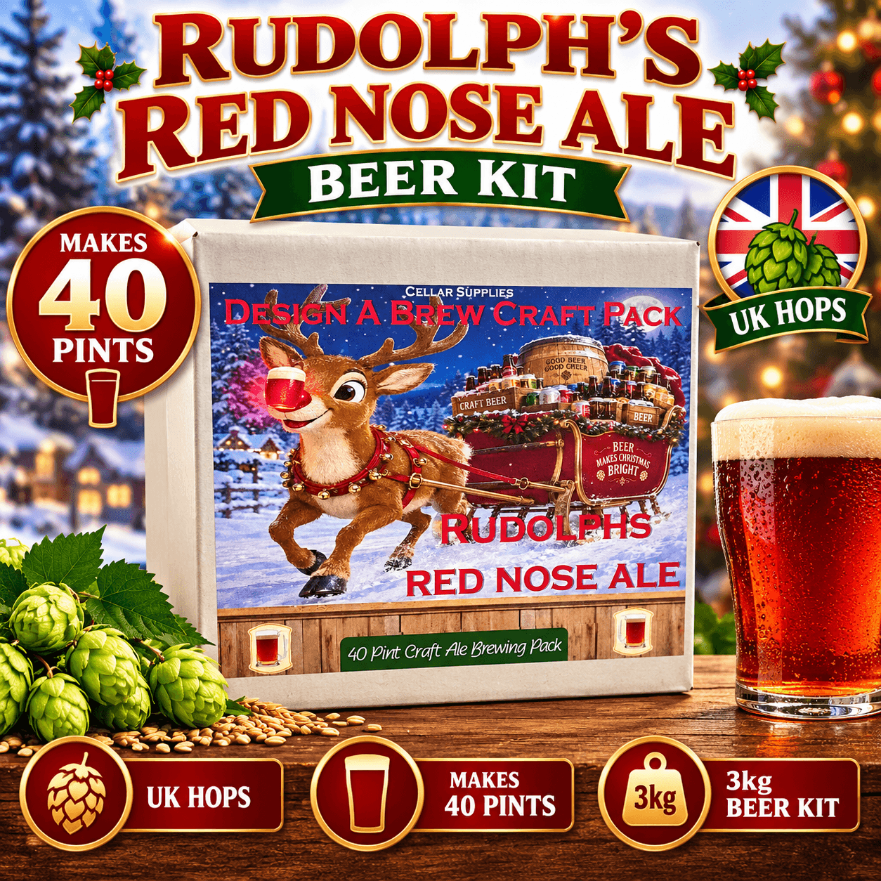 Rudolph's Red Nose Ale Beer Kit enjoy your Christmas Brew at Home