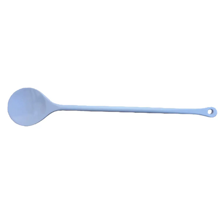 Short Plastic Stirring Spoon on a flat surface, showcasing its lightweight design and comfortable length of 31cm.