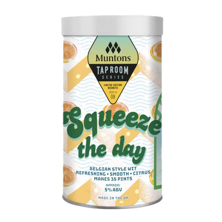 Squeeze the Day Beer Kit - Muntons Taproom packaging showcasing refreshing Belgian style wit beer.