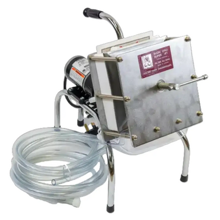 Buon Vino Super Jet Wine Filter with motor and tubing for home winemaking.