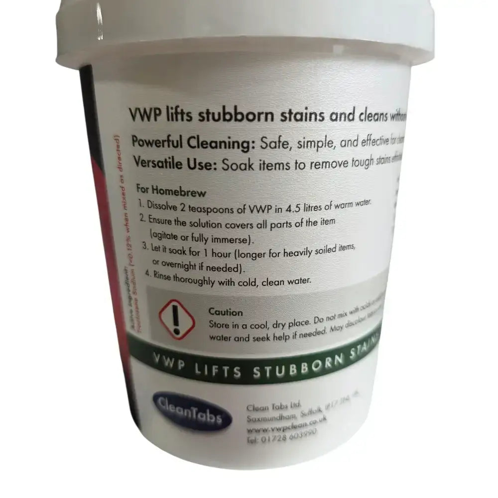 VWP Cleaner & Steriliser 400g Back of Pot