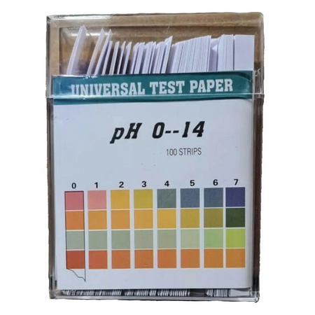 Ph Universal Test Papers 0-14 pack with 100 strips for testing acidity and alkalinity.