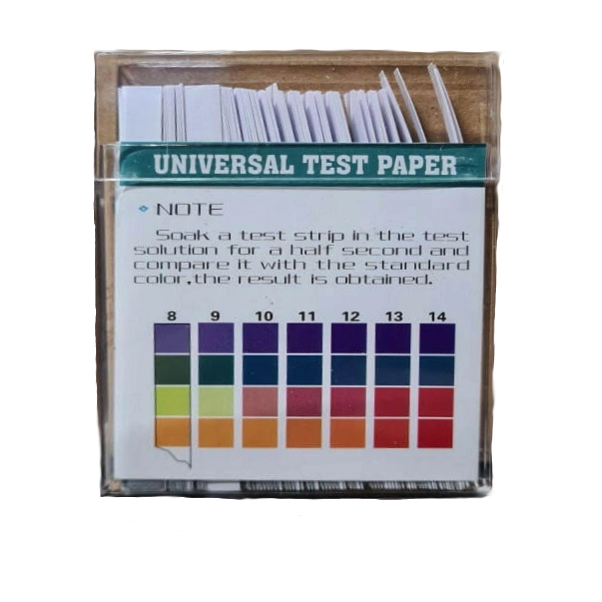 Ph Universal Test Papers 0-14 packaging with test strips and color chart for measuring pH levels.