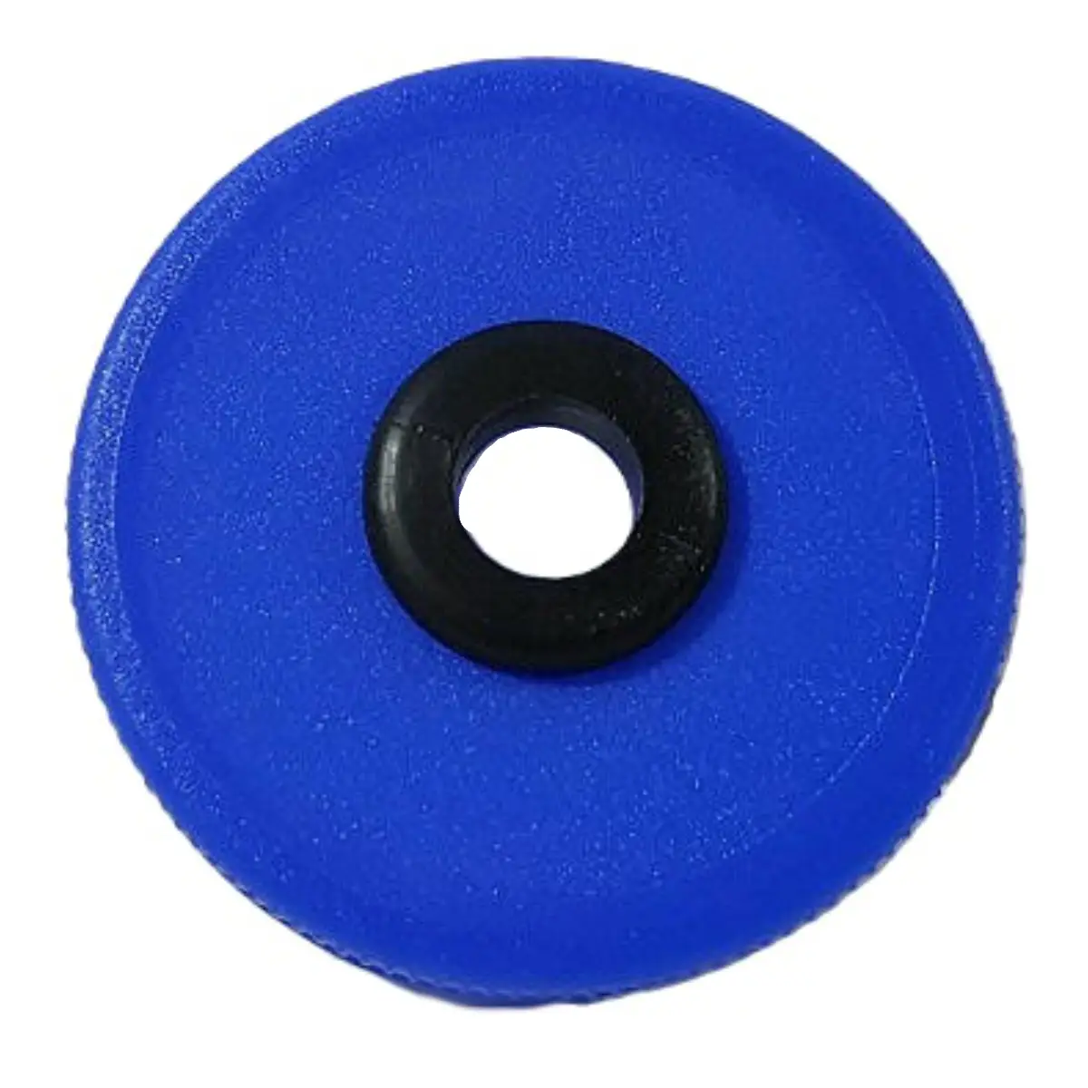Plastic Blue / Black Demijohn Cap with Grommet - Blue cap with black grommet for demijohn use.