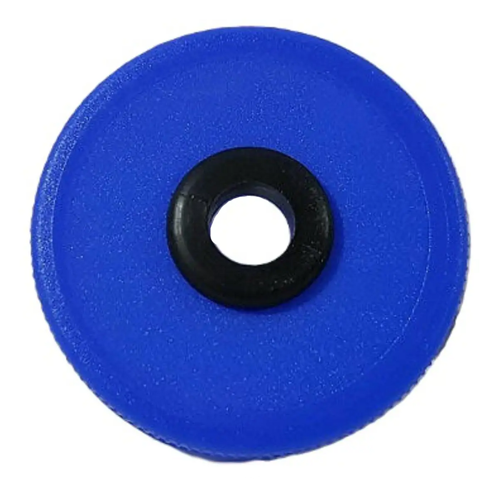 Plastic Blue / Black Demijohn Cap with Grommet - Blue cap with black grommet for demijohn use.