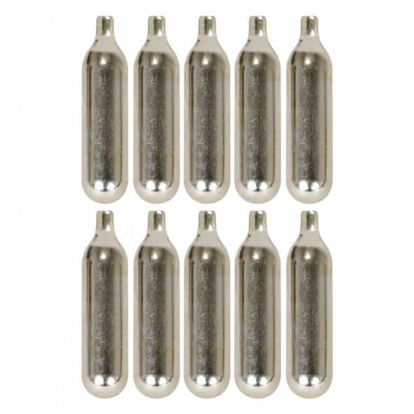 CO₂ Gas Bulbs Non Threaded 16g, 10 pack of food-grade CO₂ cartridges for beverage carbonation.
