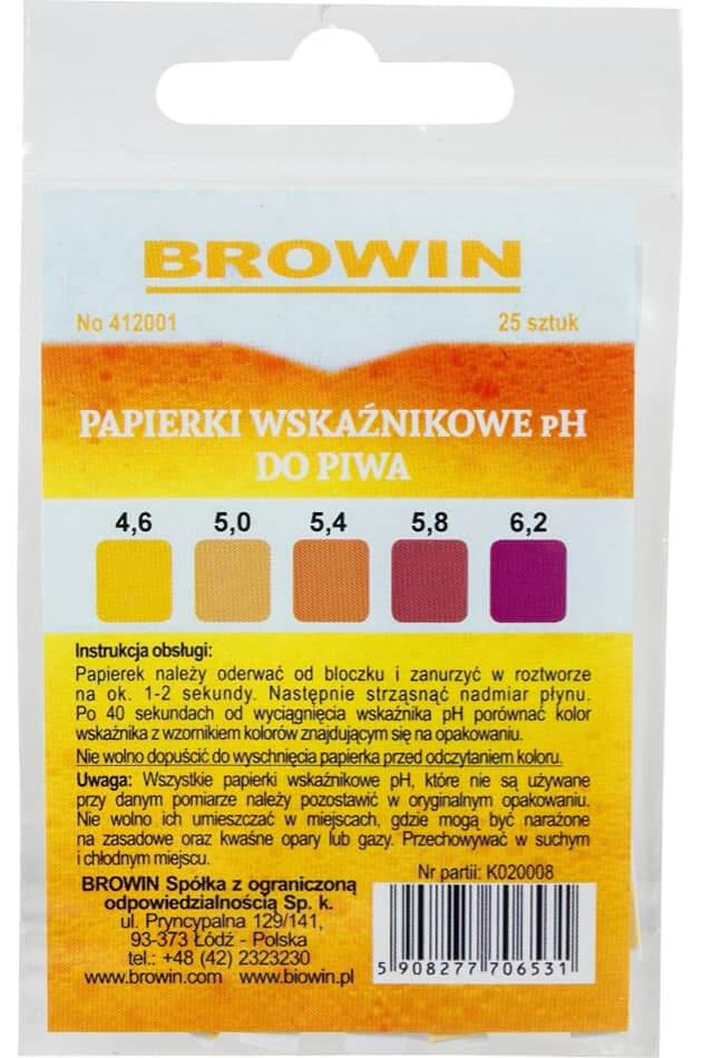 Beer P H Test Strips 4.6 - 6.2 (25 Pack) | The Home Brew Shop | 412001