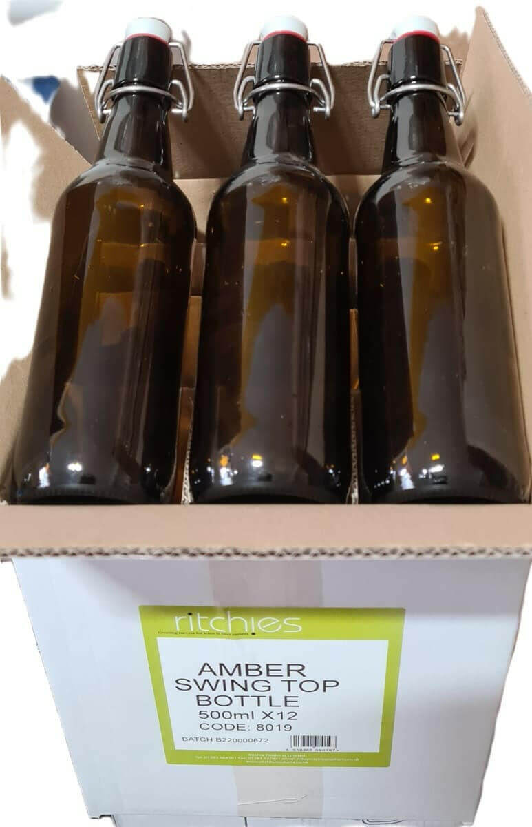 Swing Top Beer Bottles - Amber 500ml x 12 | The Home Brew Shop | 101402 - 7335