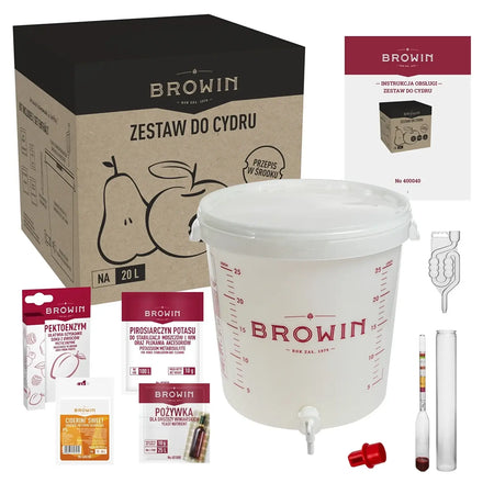 Cider making starter kit for 20 litres including fermentation equipment and ingredients by Browin.
