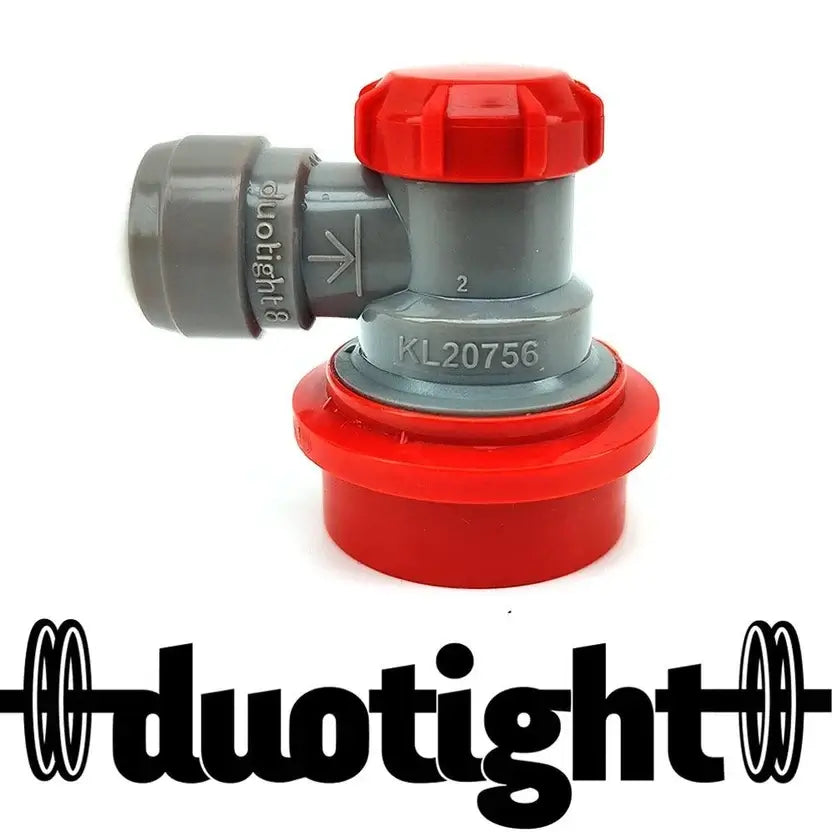 Duotight 8mm (5/16) x Ball Lock Disconnect - (Grey + Red Gas) - KL20736 showcasing the product design and colors.