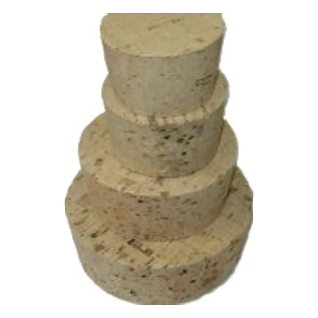 2 3/4 inch cork (7.00cm approx.) tapered corks stacked for various container closures.
