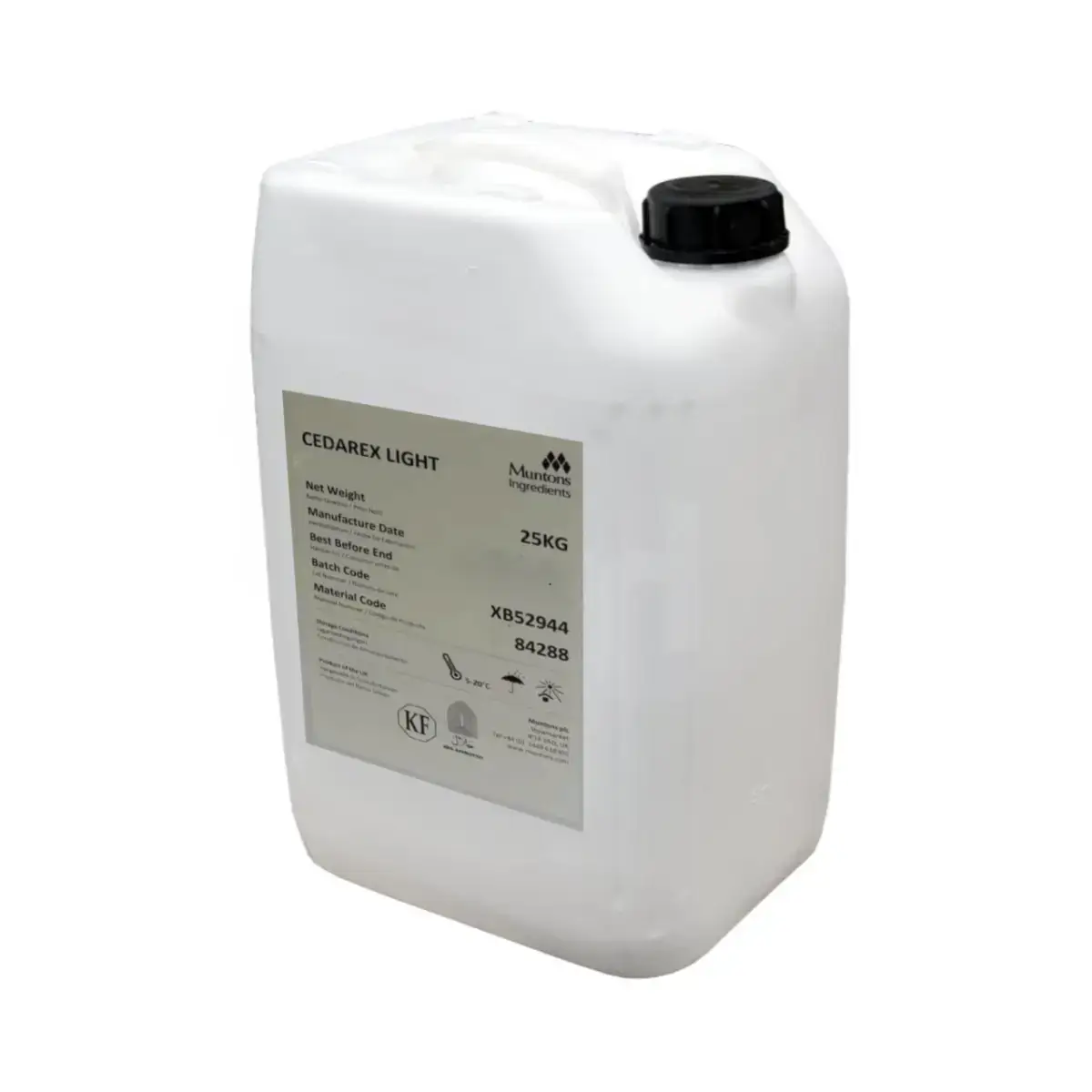 Light Malt Extract 25kg - Best Before 03/26 in a white opaque container with detailed label.